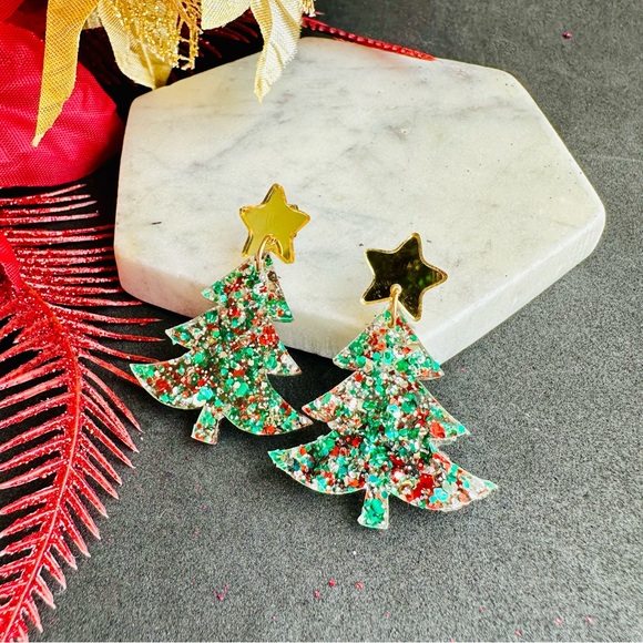 Festive Christmas tree Earrings Confetti - Picture 6 of 9